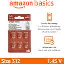 Amazon Basics 60-Pack Hearing Aid Batteries Size 312, 1.45 Volt, Zinc Air Technology, Long-Lasting, 4-Year Shelf Life, Mercury Free, Brown Tab, Child-Safe Package
