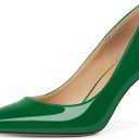 YODEKS Slip on High Heels Pumps for Women Pointy Toe Stiletto Heels Sandals Close Toe Elegant Pumps 3.5 Inch Comfortable Dressy Shoes for Formal Work Wearing (8, Green)