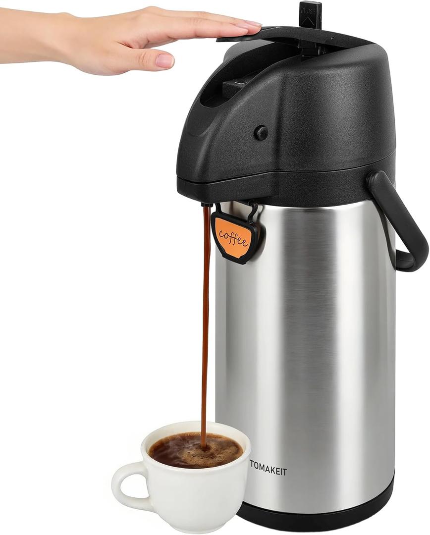 Airpot Coffee Dispenser Thermal with Pump,3L/102 Oz Insulated Stainless Steel Large Airpot Coffee Carafe Lever Action for Hot/Cold Water,Thermal Carafe for Hot Cocoa for Parties (101.4 Ounces)
