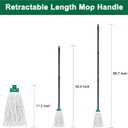KeFanta Mop for Floor Cleaning,2 Pcs Cotton String Wet Mops Replacement Head Compatible with Microfiber Cloth Mop Refill & 0.8" Diameter Mops Handle,Green(1 Handle & 2 Heads)