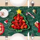 Christmas Tree Soft Plush Faux Fur Christmas Table Runner Winter Holiday Kitchen Dining Table Decoration for Home Party Decor (Green, 13X72 Inch)