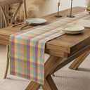 Urban Villa Easter Checks 100% Cotton Fused Table Runner, 14" x 72" Inches, Checkered/Plaid Pattern, Heavy Duty, Machine Washable, Eco-Friendly, Food Safe