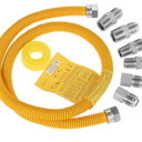 48"Gas Hose Connector Kit Gas Line for Dryer, Water Heater, Stove- 5/8 In. OD (1/2 In. ID) 1/2 In Flexible Gas Line, FIP X 1/2 in. MIP X 3/4 In. MIP Fitting, Stainless Steel, Yellow Coated