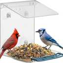 2 x Window Bird Feeder for Outdoors with Strong Suction Cups,Sturdy and Durable Acrylic Birdfeeders for Viewing Wild Birds Outside,Mount On Window/Wall/Bird Pole Kit
