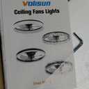 VOLISUN Low Profile Ceiling Fans with Light and Remote, No Assembly, 24in Fandelier Ceiling Fan with Lights, 3000K-6500K Dimmable Flush Mount LED Fan Light, Black Bladeless Ceiling Fans for Bedroom