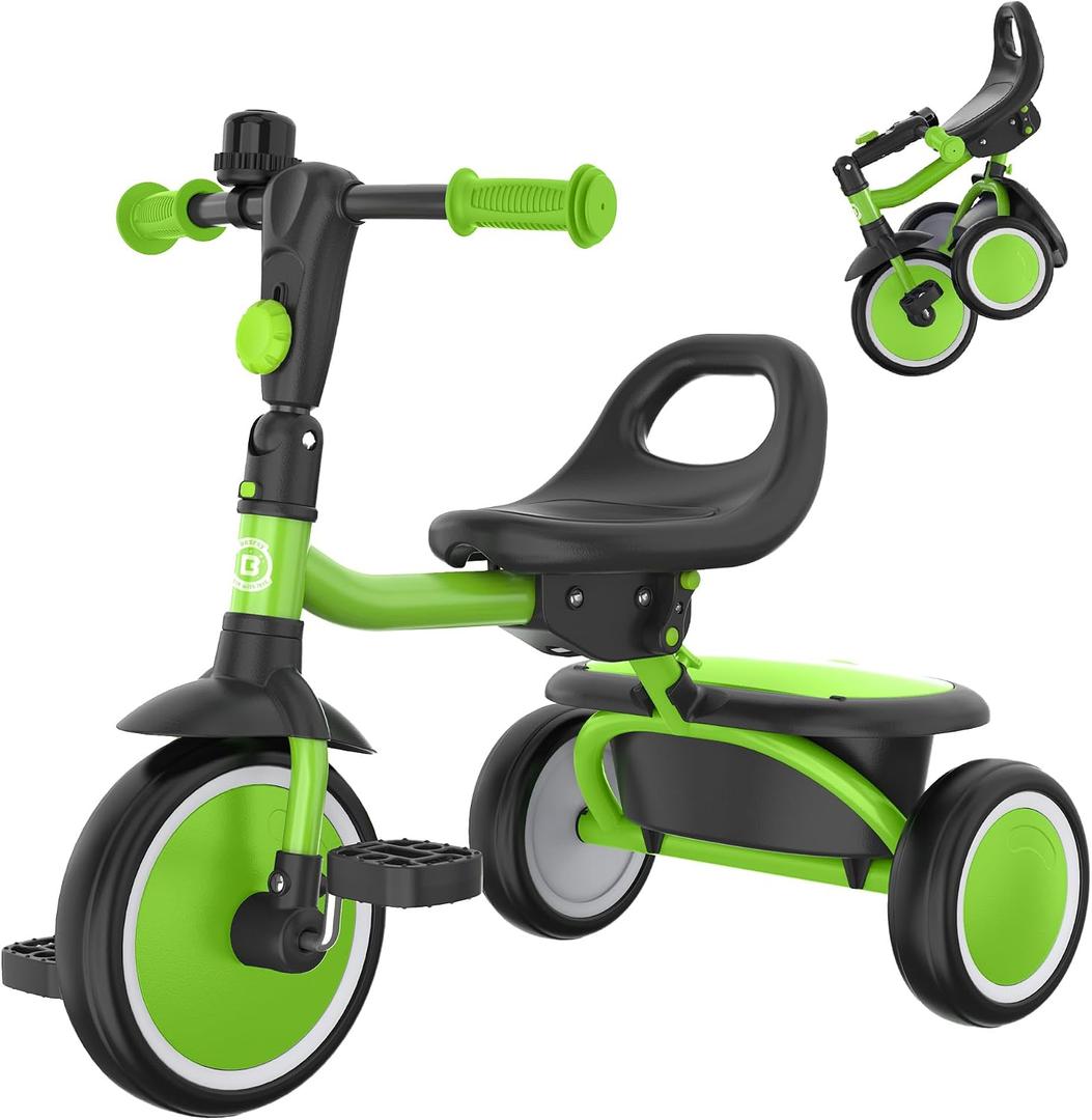 besrey Kids Tricycles Age 18 Month to 5 Years, Toddler Tricycle Kids Trikes Tricycle, Gift Toddler Tricycles for 2-5 Year Olds, Gift & Toys for Boy & Girl, Trikes for Toddlers, Grass Green, Small