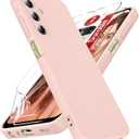 LeYi Liquid Silicone Case for Samsung-A25-5G-Case: Galaxy A25 Case with 2 PCS Screen Protector, Shockproof Protective Anti-Scratch Phone Case for Galaxy A25, Pink