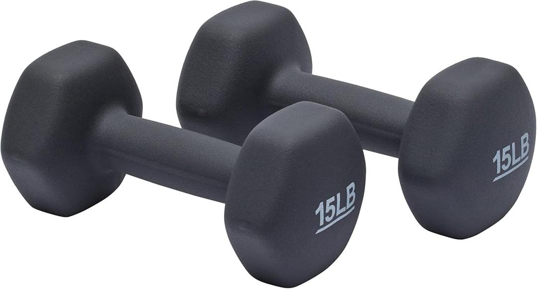 Amazon Basics Neoprene Dumbbell Hand Weights for Exercise and Muscle Toning 15LB Pair