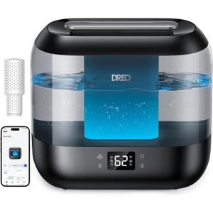 Dreo Humidifiers for Bedroom, Top Fill 4L Smart Cool Mist Humidifier with Oil Diffuser, Cartridge, Nightlight, 32H Runtime, Quiet Ultrasonic Humidifiers for Home, Baby Nursery, Plants, Office, HM311S (ebony)