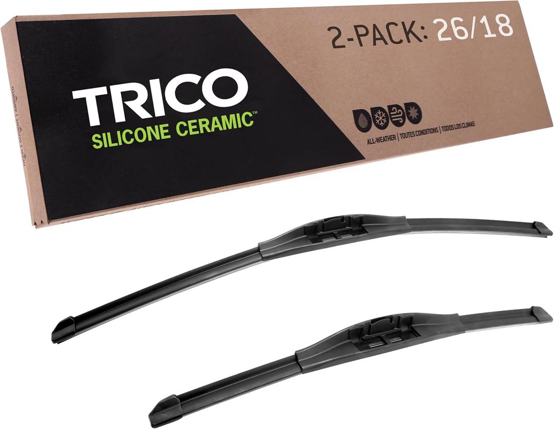 TRICO Silicone Ceramic (90-2618) 26 & 18 Inch Pack of 2 Automotive Replacement Windshield Wiper Blades For my Car, Ceramic Coated Silicone Super Premium Beam Blade for Select Vehicle Models