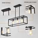 Farmhouse Dining Room Light Fixture Kitchen Island Pendant Lighting Rectangle Black Dining Room Lighting Fixture Modern Pendant Contemporary Chandeliers with Glass Shade Adjustable