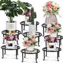 Handepo 8 Pack Metal Plant Stands for Flower Pot Outdoor Indoor Plant Stand Iron Round Circle Plant Shelf Rustproof Plant Display Rack for Planter Supports Home Garden Container