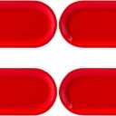 4Pcs 8 Inch Ceramic Rectangular Salad Plates, Dinner Plates, Pasta Dessert Plates for Appetizer, Fruit, Sushi, Microwave/oven/Dishwasher Safe (Red)