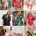 Ekouaer Womens Christmas Pajamas Silk Satin Sleepwear Holiday Matching Pjs Funny Short Sleeve Button Down Nightwear Set S-XXL (Pink, XXXL)