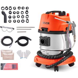 VEVOR Walnut Blaster Kit for Carbon Cleaning, 1200W Sand Blaster with Built-in Vacuum, Extension Nozzle Sandblaster Gun, and 5.5lbs Walnut Shell for Engine Intake Valve Cleaning - 13L