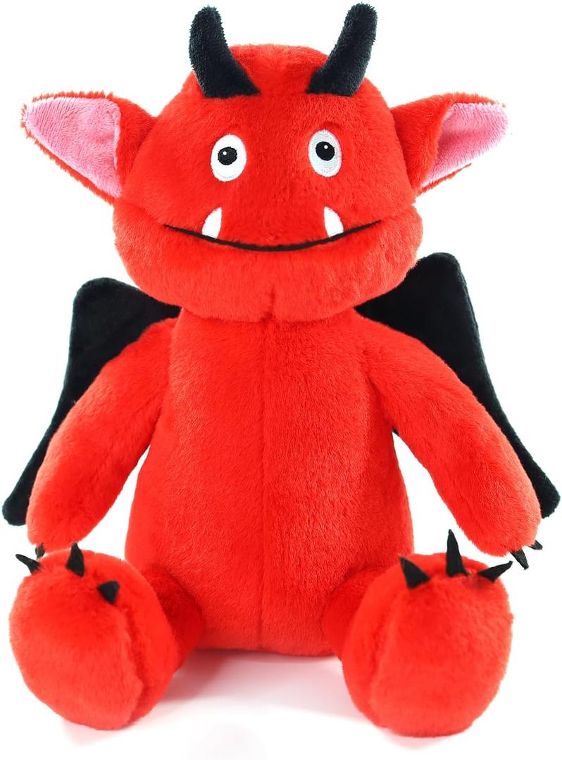 3 x Sew Butiful Red Monster Stuffed Animal Toy, Cute Plushies, Stuffed Bat Plush Gift for Kids, Boys, Girls, Children Birthday Christmas