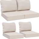 AAAAAcessories Outdoor Deep Seat Cushions, Waterproof, Fade-Resistant Patio Furniture Replacement Cushions, 23.5" x 25.5" x 5" + 23.5" x 19", Set of 4, Khaki Beige