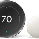 Google Nest Learning Thermostat (4th Gen, 2024) with Nest Temperature Sensor - Energy Saving Smart Thermostat with Adaptive Eco - Works with Alexa and Google Home App - Polished Silver