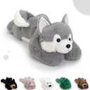 2 Lb Weighted Stuffed Grey Dog Animals - 16 Inches Bear Dog Dino Pig Plush Throw Pillow Toy - Embroidered Plushie Collectible - Kawaii Plushies Hugging Toy Gifts for Kids & Adults (Grey Dog) (2 Lb Grey Dog)