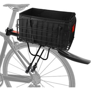 Aneco Rear Bike Rack with Folding Basket and Waterproof Bag Quick Release Bicycle Cargo Rack Universal Touring Carrier for Mountain Road Bike