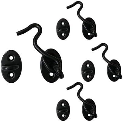 QCAA Reversible Hook, 304 Stainless Steel Cabin Hook Latch & Eye, 2-1/2", Matte Black, 4 Pack, Made in Taiwan