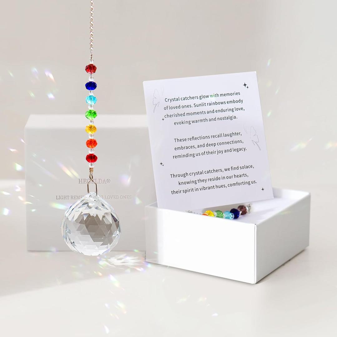 Sympathy Gifts for Loss of Loved One, Crystal Sun Catcher Rainbow Maker, Unique Condolence Memorial for Loss of Mom Dad Dog, Ideal Grief Bereavement Miscarriage Gifts (Transparent and 7 Colors Rainbow)