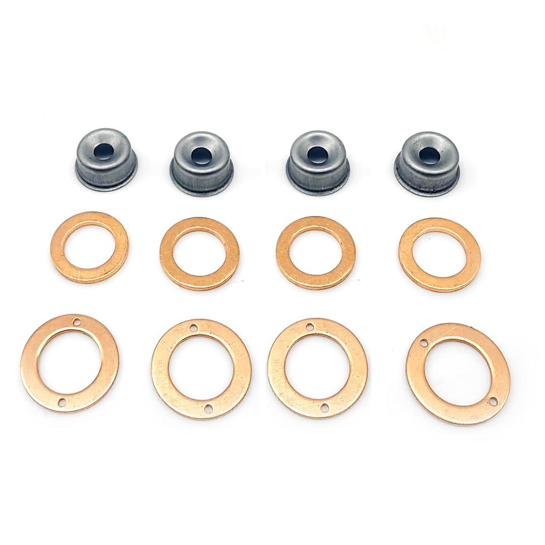 Injector Seal Kit with Heat Shield 19077-53650 Fits for Kubota V1205 V1305 V1505T V1903 V2003E V2003TE V2003TME V2203E V2203ME V2403ME V2403TME V3300TE V3600TE 4-Cyl Engine 15221-94020 15841-53622