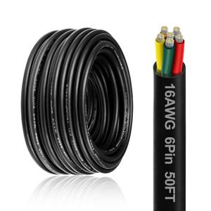 16 Gauge 6 Conductor Electrical Wire, 50FT 18AWG PVC Thermostat Wire, Low Voltage Landscape Wire, Flexible Cord for LED Lighting Strips Automotive Garden Bell Speaker