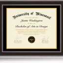 16x20 Diploma Frames 14x17 with Black Mat, Fits Degree Certificate Document, 20 x 16 Walnut Color Frame with Tempered Glass Panel for Wall Mounting