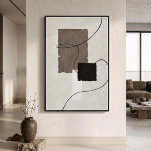 Extra Large Framed Neutral Beige Brown Abstract Wall Art, Vertical 40x60 In
Beige brown pictures, Canvas prints, Wood frame, Modern Minimalist paintings, Wall decor for living room bedroom entryway