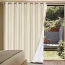 H.VERSAILTEX Linen Blackout Curtains Durable Thick Textured Linen Look 100% Blackout Patio Door Curtain Anti Rust Grommet Extra Wide Sliding Door Curtain Panel, Bleached Sand, W100 x L108 inch