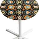 24 Inch Cocktail Tablecloth Decorative Round Highboy Table Covers Cloths Stretch Spandex Cocktail Table Top Cover with Elastic Edged for Wedding Event Bar, Boho Flower Black