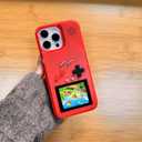 Game Case for iPhone 15 Pro Retro Video Game Phone Case Playable Design, Shockproof Funny Gaming Cover for iPhone, Classic Creative Gamer Birthday Gifts, Red