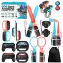 Switch 2 Sports Accessories, Wodbymat 25 in 1 Sports Bundle for Nintendo Switch 2 with 2 Tennis accessories 2 Handle 2 Steering Wheels 2 Bowling ball grip 2 Sword accessory Shared 2 grip 2 Golf 2 Binding tape 2 Wrist strap 2 Lanyard times 2 Lanyard 2 Rocker cap 1 Storage bag