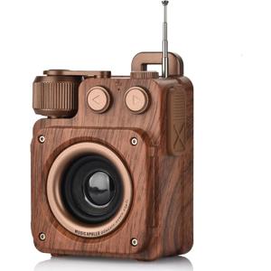 Retro Bluetooth Speaker with FM Radio, Wireless, Stereo Sound, Bluetooth 5.1, USB-C, Bass, AUX&TF-Card Input, Portable Bluetooth Speaker for Home, Office, Travel, Gift Ideas., Brown