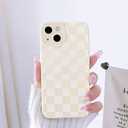 Lovmooful Compatible for iPhone 14 Plus Case Cute Checkerboard Lattice Plaid with Color Design for Girls Women Soft TPU Shockproof Protective Girly for iPhone 14 Plus Case-White