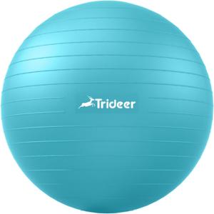 Trideer Extra Thick Yoga Ball Exercise Ball, 5 Sizes Gym Ball, Heavy Duty Ball Chair for Balance, Stability, Pregnancy, Quick Pump Included (L(23-26ines/58-65cm), Turkis)