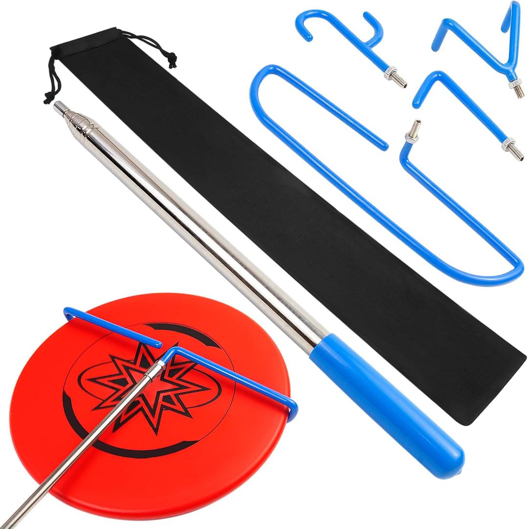 4 in 1 Disc Golf Retriever Pole 16 ft Extendable Telescopic Disc Retriever with Durable Stainless Steel Frame Hooks & Carry Bag  Disc Golf Grabber for Getting Discs Out of Water, Trees, Bushes (BLUE)