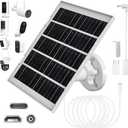 8W Solar Panel Charger for Outdoor Security Cameras, with Micro USB/USB-C and DC (35 x 135) Port, Fits Ring/Eufy/Wyze/Bird Feeder Camera, 13ft Cable, Fast Charging (1 Pack)