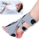 Plantar Fasciitis Night Splint for Women & Men - 3 Adjustable Straps Plantar Fasciitis Brace, Achilles Tendonitis Drop Foot Relief Splint for Comfort Sleeping, Heel Pain Splint, Universal Size, Gray 
