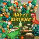 Amandir 165Pcs Dinosaur Balloons Arch Garland Kit, Sage Green Orange 6Pcs Dino Foil Balloons Happy Birthday Balloon for Jungle Safari Dinosaur Themed Party Baby Shower Decorations Supplies Kids Boys