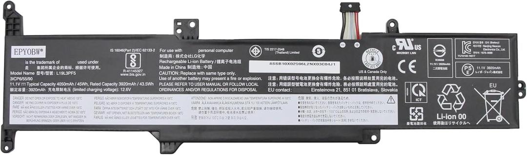 L19L3PF5 Laptop Battery 45Wh Compatible with Lenovo IdeaPad 3-14ADA05 3-14ARE05 3-14IML05 3-15ADA05 3-15ARE05 3-15IML05 / V14 G1-IML V15 G1-IML Series 5B10X02599 SB10X02596 L19C3PF7 L19D3PF5