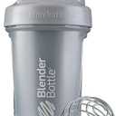 BlenderBottle Classic V2 Shaker Bottle Perfect for Protein Shakes and Pre Workout, 20-Ounce, Pebble Grey