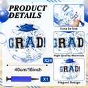 24 Pcs 16 Inch Blue Gold Graduation Inflatable Beach Balls with Air Pump Congrats Grad Sign Activities Beach Ball 2026 Graduation Party Favor Swimming Pool Supplies for Graduates Seniors College