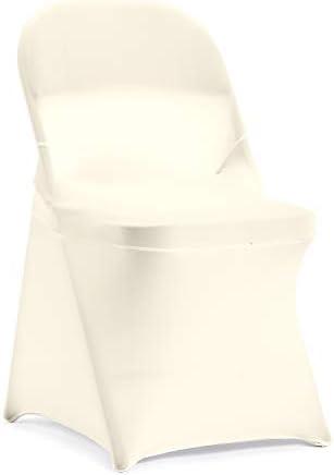 Peomeise Stretch Spandex Folding Chair Cover for Wedding Party Dining Banquet Event (Ivory,12pcs)
