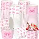 Pickmesh 80 Pcs Pink Bow Treat Snack Cups Paper Ice Cream Cups 9 oz Cute Coquette Disposable Dessert Bowls Snack Soup Bowl for Birthday Wedding Party Supplies Hot or Cold Food