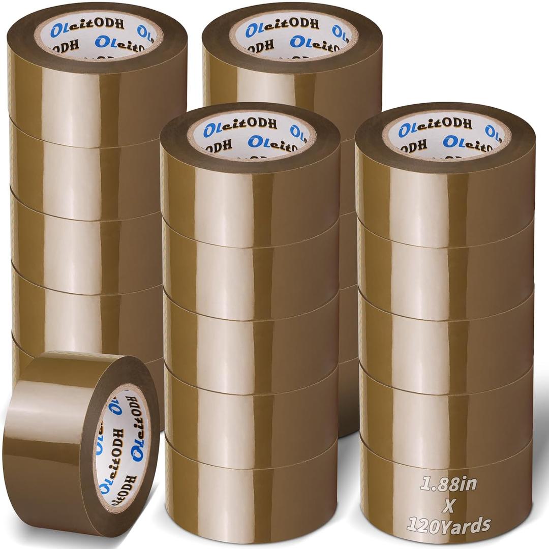 36 Rolls Brown Packing Tape with Dispenser, 1.88" X 120 yd Shipping Tape Bulk, Total 4320 yards, 2.6 mil, 3" Core, Tan Packing Tape Refills, Carton Sealing Tape for Moving Boxes, Package, Mailing