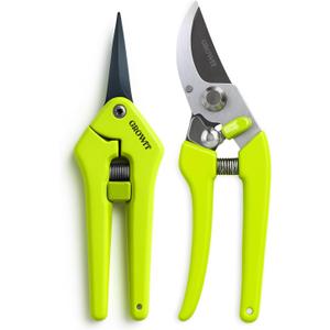 Craft911 Pruning Shears & Gardening Scissors Set - 7" Titanium Coated Sharp Garden Clippers, Stainless Steel Flower Shears for Plant - Garden Pruners, Florist Scissors with Non-Slip Grip, 1