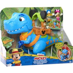 Disney Junior Mickey Mouse Funhouse Roarin' Safari Dino, 4-piece Figures and Playset, Dinosaur, Kids Toys for Ages 3 Up by Just Play