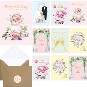 3 x Fancy Land Wedding Cards Assortment Engagement Congratulations Card for Bride and Groom for Wedding Party Supplies Anniversary Favors 24Pcs